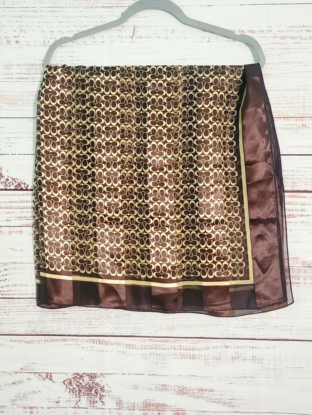 Authentic Designer Coach Logo Brown And Cream Scarf Wrap